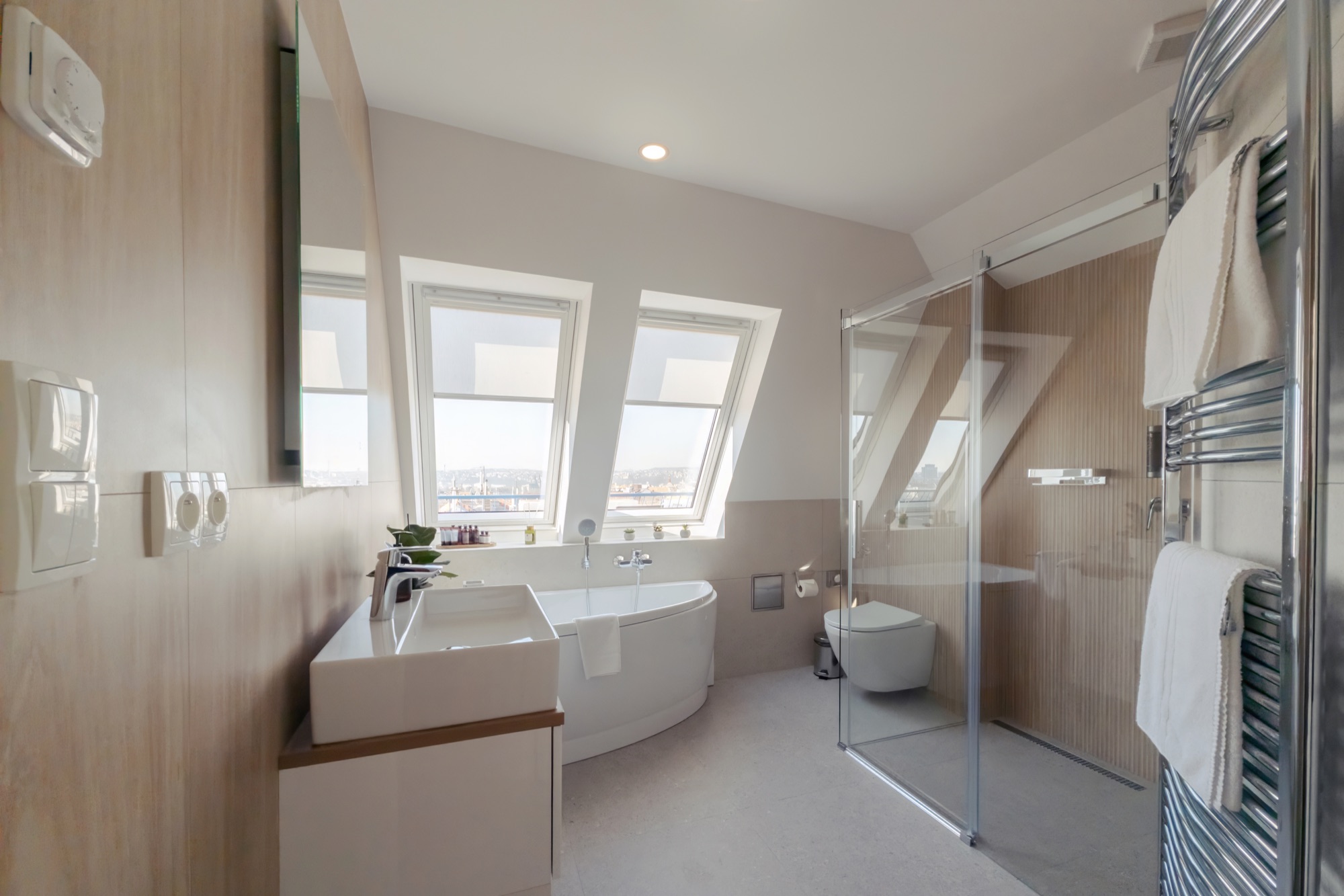 Střešní Apartmán s terasou a výhledem na Prahu
